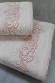 Sevim Bambu Yumuşak & Su Emici Tivoli Cloé Havlu - Gri Rengi Nakışlı Havlu Modelleri - 2'li Set thumbnail 8