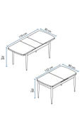 Asesva Serisi 80x132 MDF Beyaz Masa Metal Ayaklı Açılabilir Üst Kalite Mutfak Masası,Yemek Masası - 8