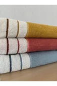 Sevim İpliği Boyalı Ucu Çizgili Banyo Havlusu - %100 Pamuk & Yumuşak - 90x150 Cm - 7