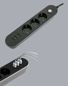 Hızlı Şarj Özellikli 3 USB Girişli Üçlü Priz thumbnail 4