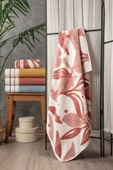 Sevim Yaprak Desen Ipliği Boyalı Banyo Havlusu - Yüksek Su Emici & Yumuşak-90x150cm-%100 Pamuk-kiremit - 1