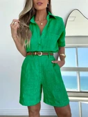 Keten Şort Gömlek İkili Takım - 1