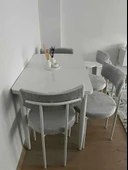 Asesva Serisi 80x132 MDF Beyaz Masa Metal Ayaklı Açılabilir Üst Kalite Mutfak Masası,Yemek Masası - 7