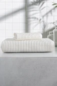 Sevim 2'li Waffle Banyo Havlu Seti- Ekstra Yumuşak Ve Petekli Doku - %100 Pamuk & Yüksek Su Emici - 4