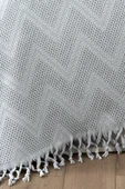 Sevim %100 Pamuk Çift Kişilik Bağlama Saçaklı Pike-220x240 cm-Jakarlı Waffle Pike - 10