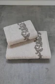 Sevim Bambu Yumuşak & Su Emici Tivoli Cloé Havlu - Gri Rengi Nakışlı Havlu Modelleri - 2'li Set thumbnail 4