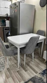 Asesva Serisi 80x132 MDF Beyaz Masa Metal Ayaklı Açılabilir Üst Kalite Mutfak Masası,Yemek Masası - 5