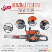 DHA Benzinli Motorlu Testere 58CC 36 Diş EW-YD02-58 Gold Hızar Ağaç Odun Kesme Motoru thumbnail 2
