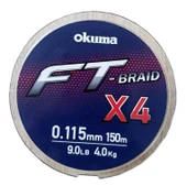 Okuma Ft-*4 Braided Line 150 mt Grey Örgü İp 0,205mm - 1