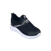 Çocuk Unisex Siyah Beyaz Bağcıksız Slip-On Rahat Kalıp Günlük Sneaker Spor Ayakkabı - 3