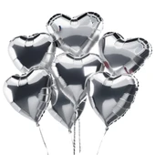 5 Adet 18 İnç 45 Cm Kalp Folyo Balon Gümüş - 1