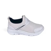 Çocuk Unisex Beyaz Siyah Bağcıksız Slip-On Rahat Kalıp Günlük Sneaker Spor Ayakkabı - 4