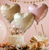 3 Adet 18 inç 45 Cm Retro Kalp Folyo Balon (Ten Krem Pembe) - 1