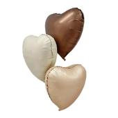 3 Adet 18 inç 45 Cm Retro Kalp Folyo Balon (Ten Krem Bakır) - 1