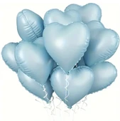 5 Adet 18 inç 45 Cm Retro Kalp Folyo Balon Mavi - 1