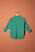Aerobin Kumaş V Gömlek Yaka Kadın Gömlek-Yeşil thumbnail 2