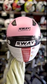 Sway Xbyc 633 Solid Şeffaf Vizörlü Yarım Motosiklet Scooter Kaskı Small Beden Pembe - 4