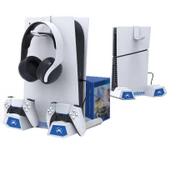 PS5 FAT SLIM RGB Lİ KULAKLIK ASKILI SOĞUTUCULU ŞARJLI DİKEY STAND PG-P5S023 thumbnail 6