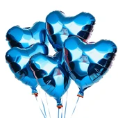 5 Adet 18 İnç 45 Cm Kalp Folyo Balon Mavi - 1