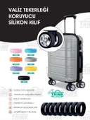 Silikon Bavul Valiz Tekerlek Koruyucu 8 Adet ( Siyah ) Tek Ebat - 5