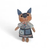 Kedi Hanım Patchwork Bez Bebek thumbnail 2