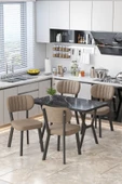 Parla 70x110cm Siyah Mermer Mutfak Masası, Mutfak Masası Takımı, Yemek Masası, 4 Cappucino Sandalye - 1