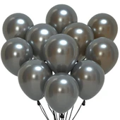 20 Adet 12 İnç 30 Cm Metalik Siyah Balon Doğum Günü Süsleme - 1