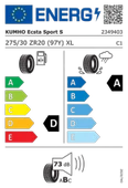 275/30R20 97Y XL ECSTA PS72 (EV) KUMHO YAZ 2025 thumbnail 2