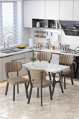 Parla 70x110cm Beyaz Mutfak Masası, Mutfak Masası Takımı, Yemek Masası, 4 Cappucino Sandalye - 1