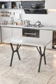 Parla 70x110cm Beyaz Mutfak Masası, Mutfak Masası Takımı, Yemek Masası, 4 Cappucino Sandalye - 3