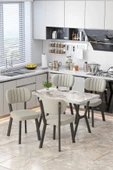 Parla 70x110cm Efes Mutfak Masası, Mutfak Masası Takımı, Yemek Masası, 4 Krem Sandalye - 1