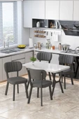 Parla 70x110cm Beyaz Mutfak Masası, Mutfak Masası Takımı, Yemek Masası, 4 Antrasit Sandalye - 1