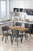 Parla 70x110cm Atlantik Mutfak Masası, Mutfak Masası Takımı, Yemek Masası, 4 Antrasit Sandalye - 1