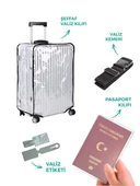 Şeffaf Valiz Kılıfı Seti (Valiz Kılıfı-Valiz Kemeri-Valiz Etiketi-Pasaport Kılıfı) - 1