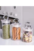 12 li 3 boy Baharatlık Kavanozu Seti - Şeffaf Akrilik Vakumlu Kapak Baharat Saklama Kabı Takımı thumbnail 2