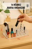 Şeffaf 16 Bölmeli Makyaj Organizeri Düzenleyici 12x22x8 cm thumbnail 1