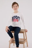 U.S. Polo Assn. Erkek Çocuk Uzun Kol Pijama Takım Beyaz thumbnail 3
