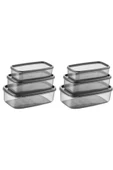 Oval 6 Parça Hava Almaz Sızdırmaz Saklama Kabı Seti Füme 2x(300/500/800 ml) - 2