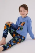 RolyPoly Erkek Çocuk Uzun Kol Pijama Takım Açık İndigo thumbnail 3