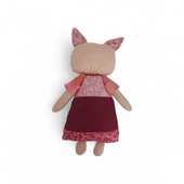 Kedi Hanım Patchwork Kırmızı Yanak Bez Bebek thumbnail 3