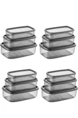 Oval 12 Parça Hava Almaz Sızdırmaz Saklama Kabı Seti Füme 4x(300/500/800 ml) thumbnail 2