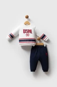U.S. Polo Assn. Erkek Bebek 2'li Takım Beyaz thumbnail 1