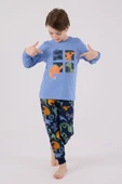 RolyPoly Erkek Çocuk Uzun Kol Pijama Takım Açık İndigo thumbnail 1