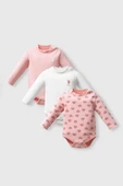 U.S. Polo Assn. Kız Bebek 3'Lü Body Set Açık Pembe thumbnail 1