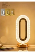 Dekoratif Kristal Şarjlı Yılbaşı Masa Lambası, Gold Led Abajur, Dokunmatik 3 Renk Modu - 1