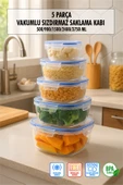 Kare 5 Parça Contalı Vakumlu Sızdırmaz Hava Almaz Saklama Kabı Seti (3750/2400/1500/900/500 Ml) thumbnail 1