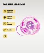 12V COB Şerit Led Pembe Işık  - Metrede 360 Led - 5 Metre - 1