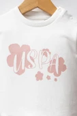 U.S. Polo Assn. Kız Bebek 2'li Takım Beyaz -Pudra thumbnail 3