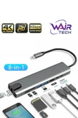 USB Çoklayıcı 8in1 Hub Type-C 4K Hdmı SD TF Kart Okuyucu Usb 3.0 Okuyucu Adaptör thumbnail 1