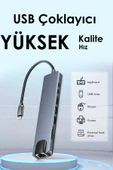 USB Çoklayıcı 8in1 Hub Type-C 4K Hdmı SD TF Kart Okuyucu Usb 3.0 Okuyucu Adaptör thumbnail 2